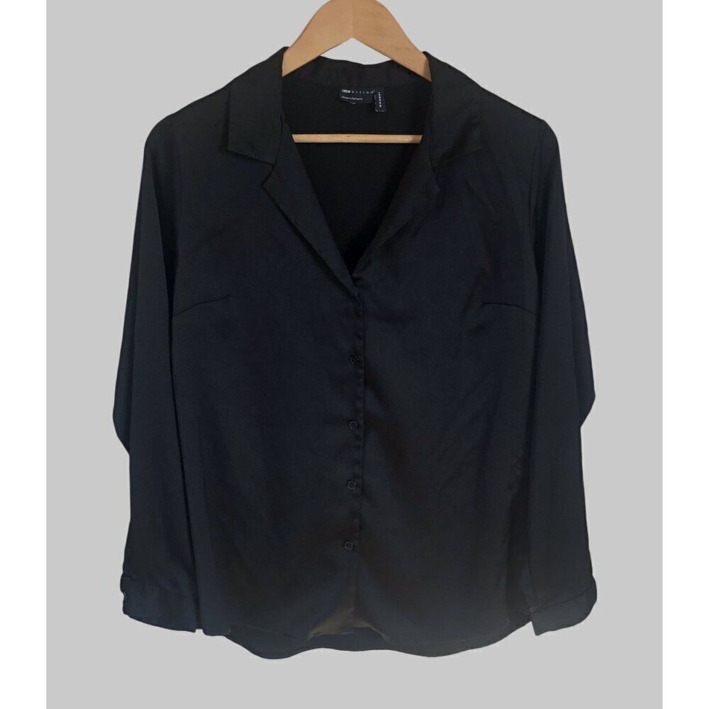 ASOS Design Black Button-Up Blouse Shirt Women's 6 Minimalist Capsule Wardrobe